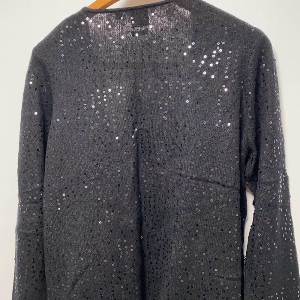 Saks Fifth Avenue 100% Cashmere Sparkly Black Sweater - Picture 14 of 16